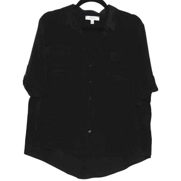 Ipekyol 100% Silk Black Button Up Blouse Size 12 - Picture 2 of 6